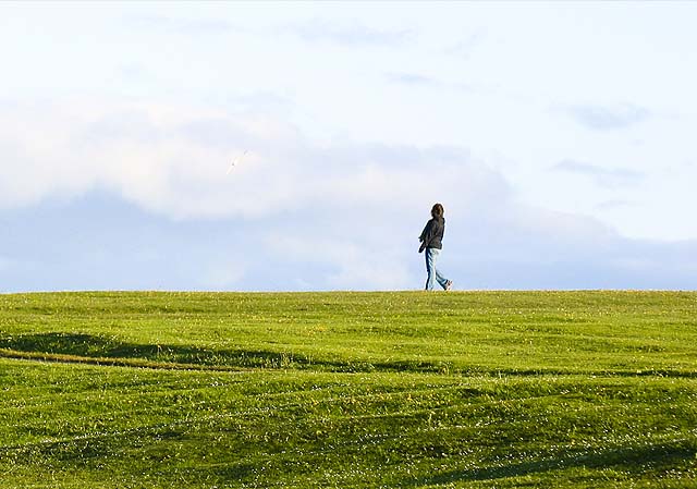 Person appreciating open spaces